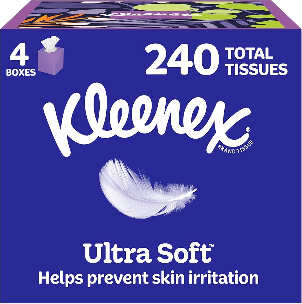 Kleenex Facial Tissues Ultra Soft 3-Ply Gentle 4 Cube Boxes
