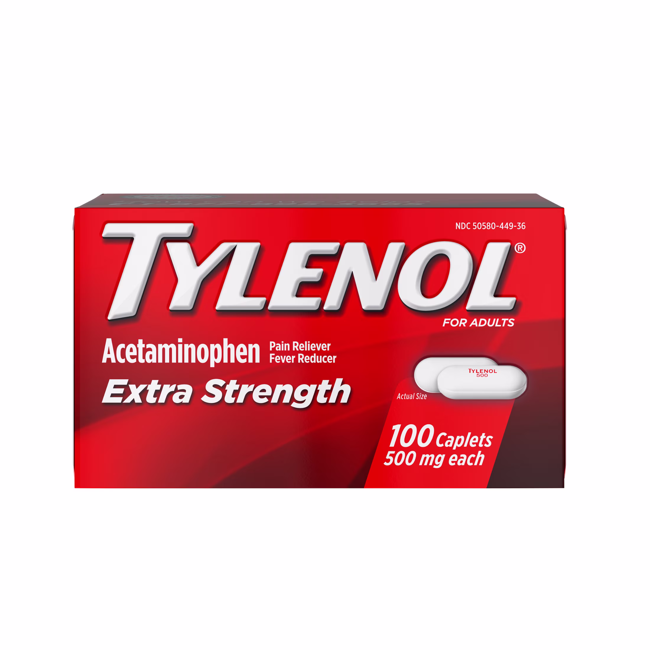 Tylenol Pain Relief Caplets Extra Strength Acetaminophen 500mg 100 Count