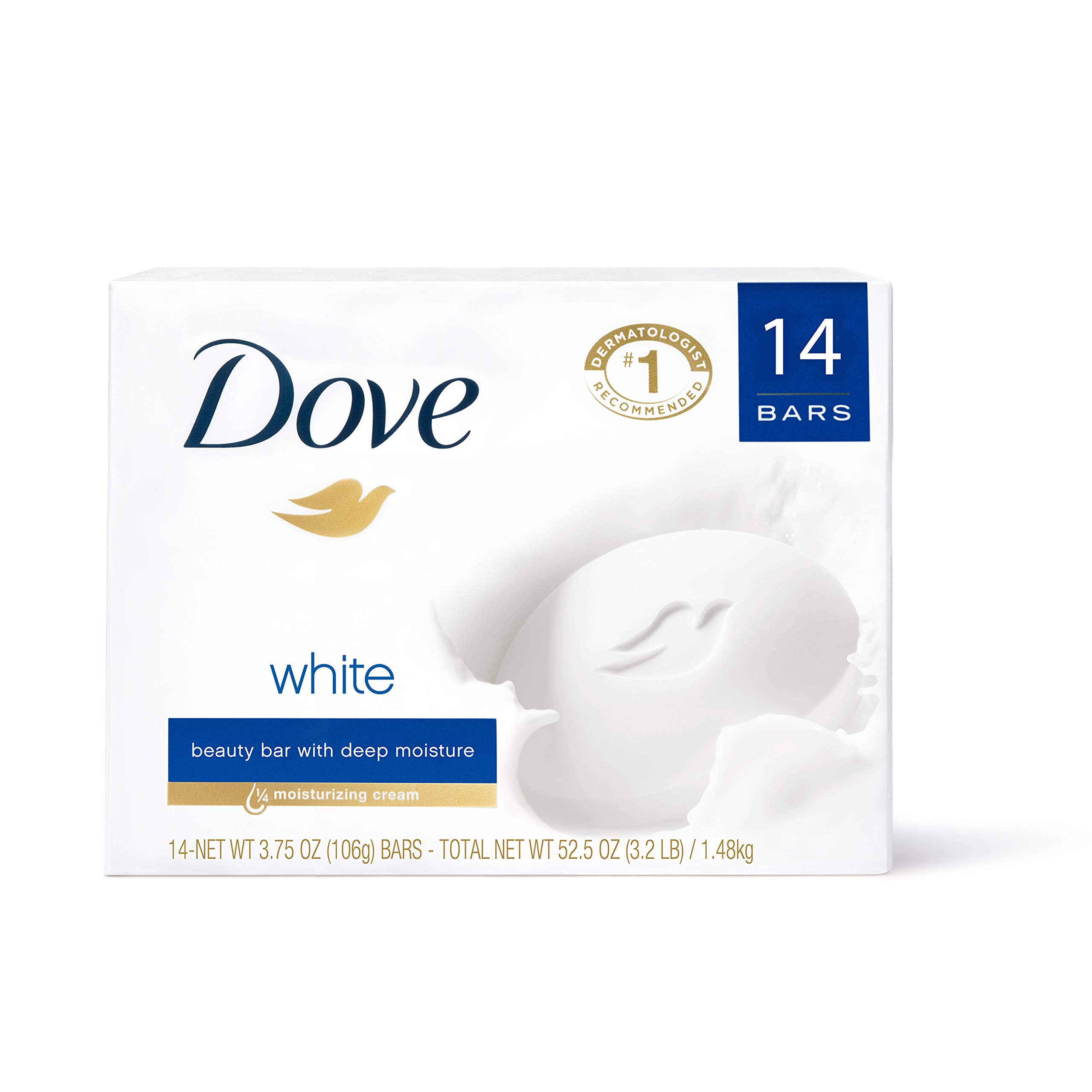 Dove Beauty Bar Soap Moisturizing Cream Gentle White 14 Bars 3.75 oz
